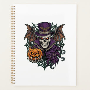 Halloween Skull Top Hat Bat Wings Pumpkin Spider W Planner