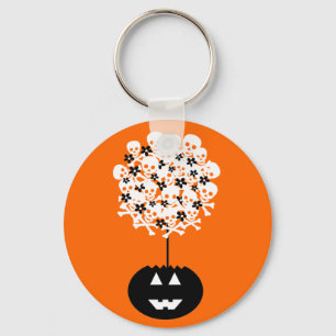 Halloween Skull Topiary Key Ring