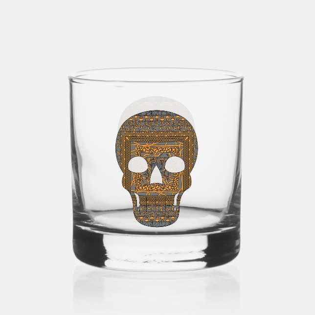 Halloween Skull Whiskey Glass (Front)