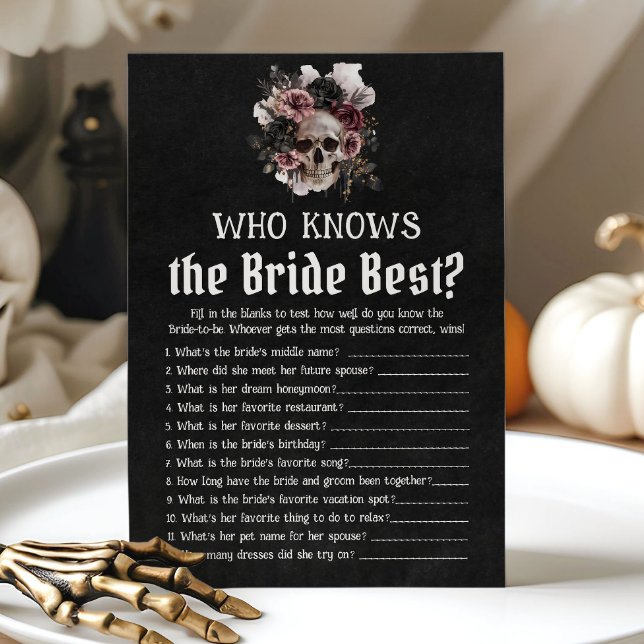 Halloween Skull Who Knows the Bride Best Game Invitation (Halloween Skull Who Knows the Bride Best Game)