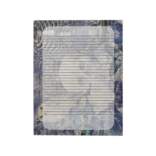 Halloween Skull with crown and owl  Notepad (Rotated)