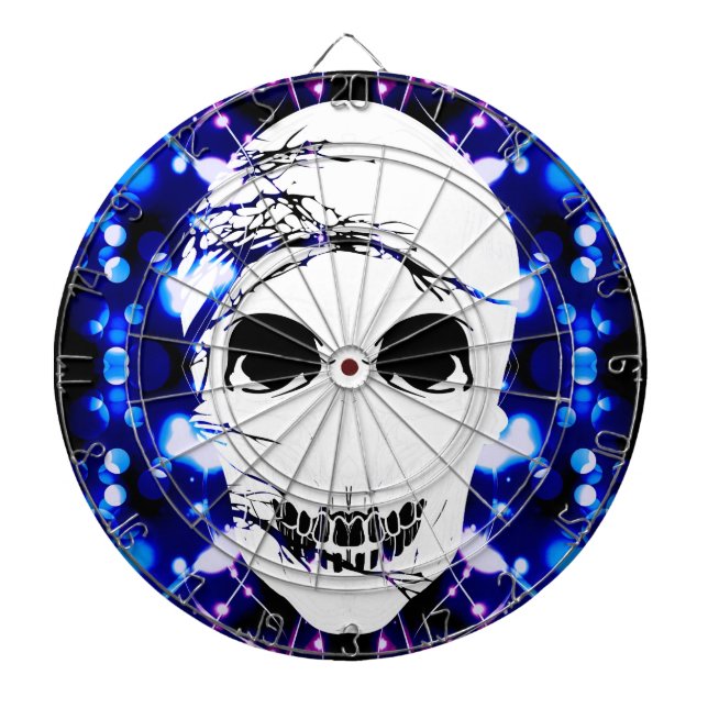Halloween Skull with magic blue light 2 Dartboard (Front)