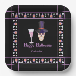 Halloween Skull With Potions Paper Plates