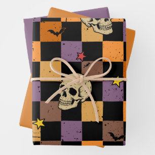 Halloween Skulls and bats  Wrapping Paper Sheet