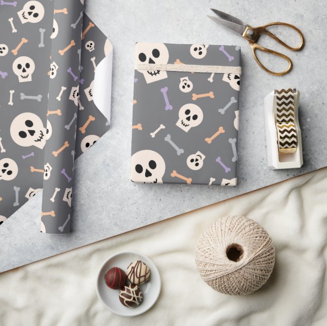 Halloween Skulls and Bones Seamless Wrapping Paper (Crafts)
