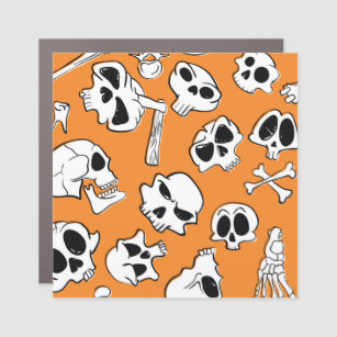 Halloween Skulls Bones Doodle Pattern Car Magnet