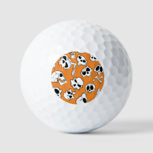 Halloween Skulls Bones Doodle Pattern Golf Balls