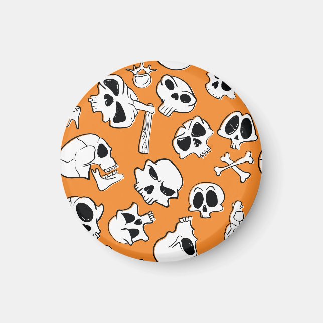 Halloween Skulls Bones Doodle Pattern Magnet (Front)
