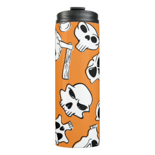 Halloween Skulls Bones Doodle Pattern Thermal Tumbler