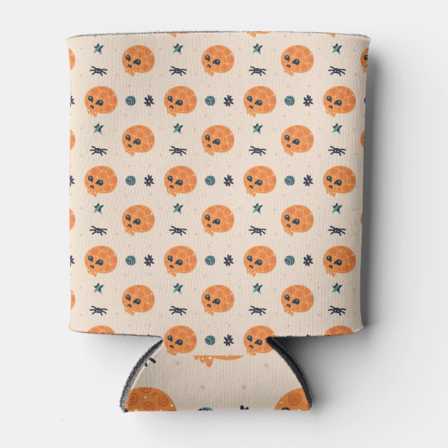 Halloween skulls: happy seamless pattern. can cooler (Front)