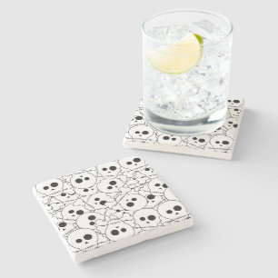 Halloween Skulls Pattern Stone Coaster