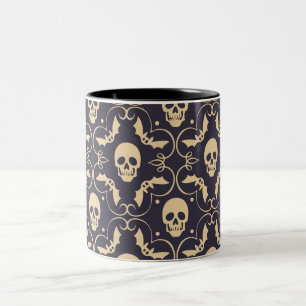 Halloween skulls pattern Two-Tone coffee mug