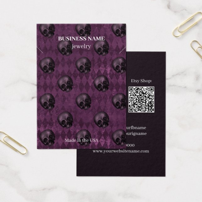 Halloween Skulls QR Code Jewellery Business Neckla (Office)