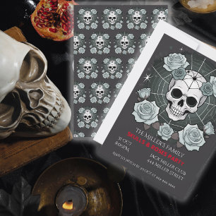 Halloween Skulls & Roses Party Customise Invitation