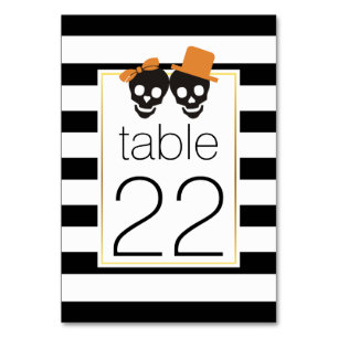 Halloween skulls stripes wedding table number