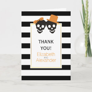 Halloween skulls stripes wedding Thank You photo