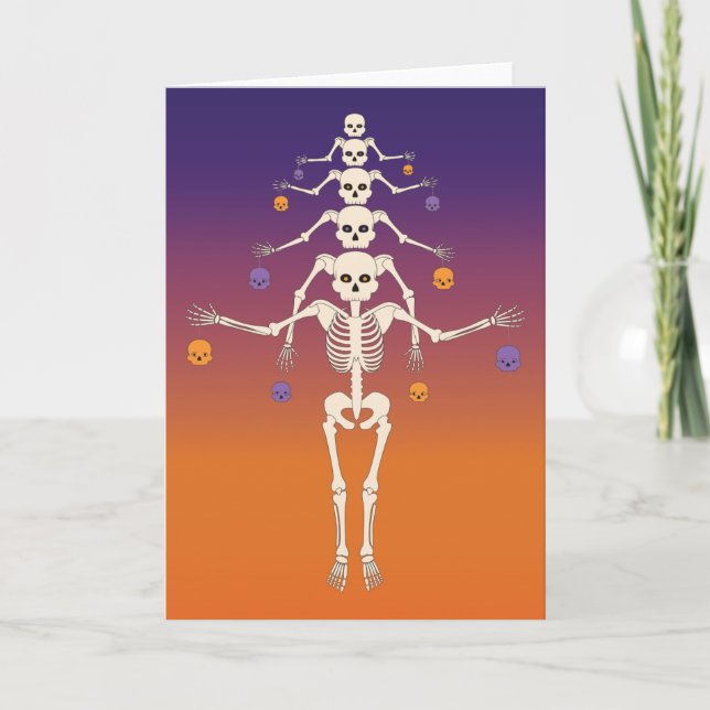 Halloween skulls tree card (Front)