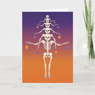 Halloween skulls tree card