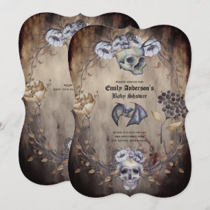 Halloween Skulls Trendy Party Invites Watercolor