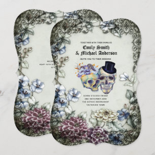 Halloween Skulls Trendy Party Invites Watercolor