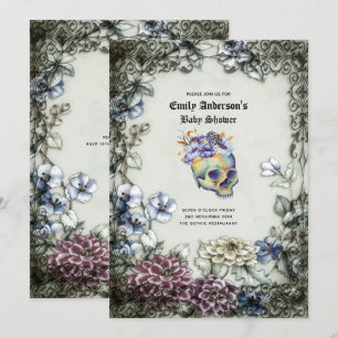 Halloween Skulls Trendy Party Invites Watercolor