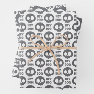 Halloween Skulls Wrapping Paper Flat Sheet Set of3