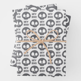 Halloween Skulls Wrapping Paper Flat Sheet Set of3