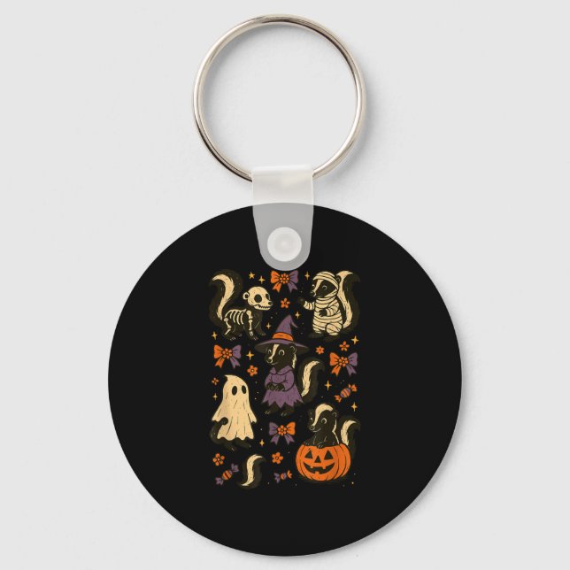 Halloween skunk skeleton mummy witch ghost  key ring (Front)