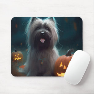 Halloween Skye Terrier With Pumpkins Scary Mouse Mat