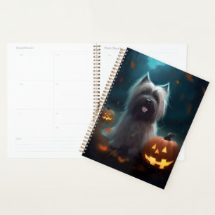 Halloween Skye Terrier With Pumpkins Scary Planner
