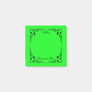 Halloween Slime Green & Black Magic Border Post-it Notes