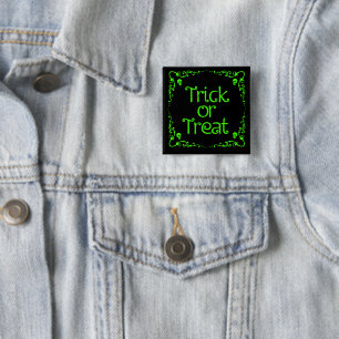 Halloween Slime Green Trick or Treat 15 Cm Square Badge