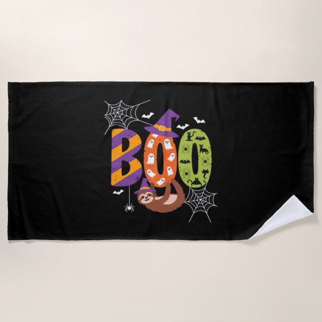 Halloween Sloth Boo Lazy Essential T-Shirt Beach Towel (Front)
