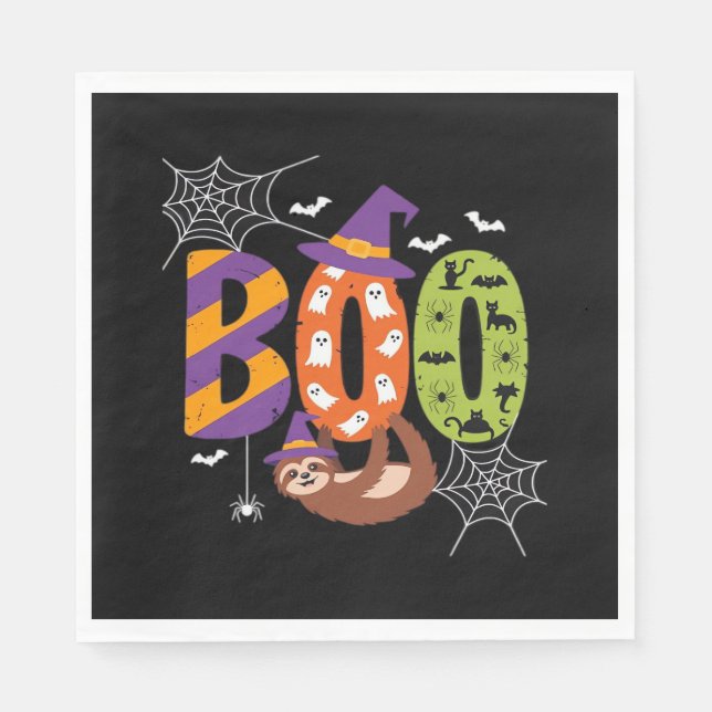 Halloween Sloth Boo Lazy Essential T-Shirt Napkin (Front)