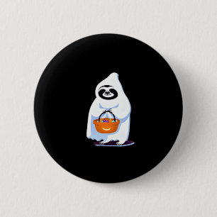 Halloween sloth dressed as ghost going trick or tr 6 cm round badge