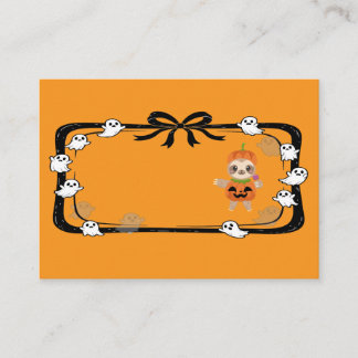 Halloween Sloth In Pumpkin Costume Orange Place Card