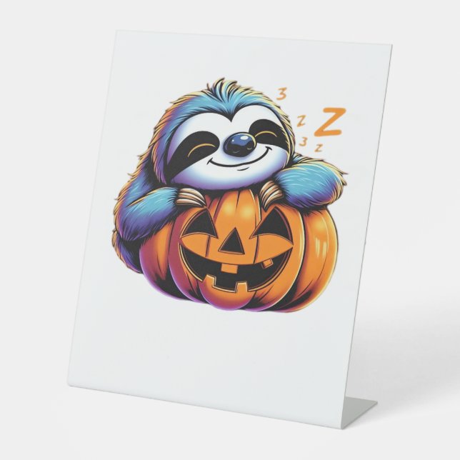 Halloween Sloth Lover Costume Essential T-Shirt Pedestal Sign (Front)