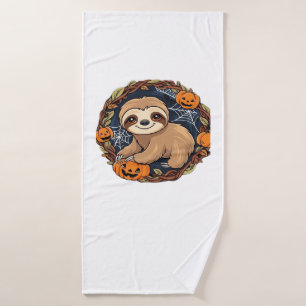 Halloween, Sloth, October 31st, Thanksgiving Class Bath Towel