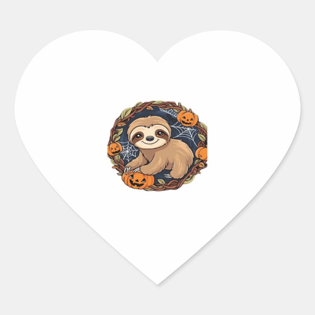 Halloween, Sloth, October 31st, Thanksgiving Class Heart Sticker (Front)