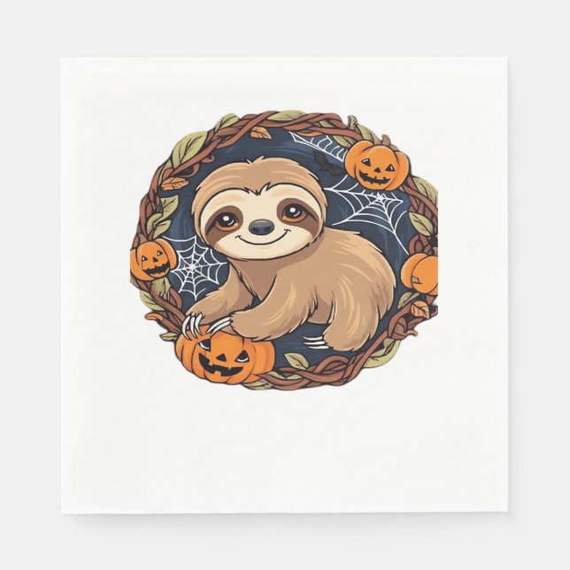 Halloween, Sloth, October 31st, Thanksgiving Class Napkin (Front)