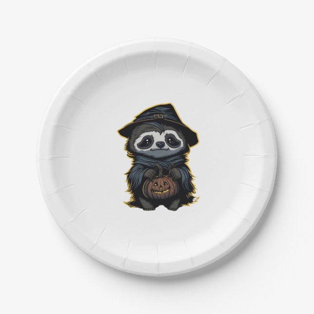 Halloween sloth Oversized T-Shirt Paper Plate (Front)