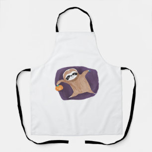 Halloween sloth, pumpkin, bat, spider, spider web  apron