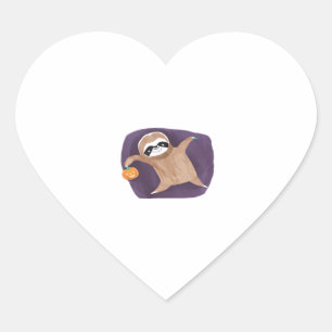 Halloween sloth, pumpkin, bat, spider, spider web  heart sticker