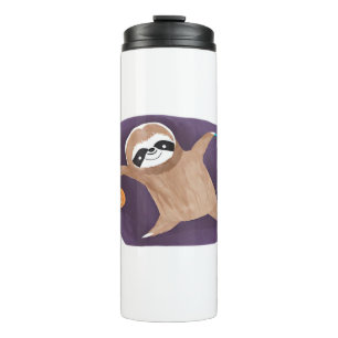 Halloween sloth, pumpkin, bat, spider, spider web  thermal tumbler