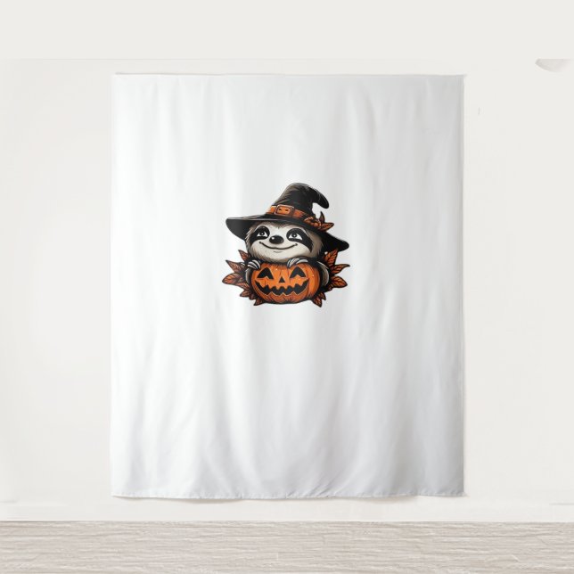 Halloween Sloth Pumpkin Festivity Classic T-Shirt Tapestry (Front)