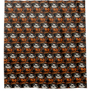 Halloween Sloth Pumpkin Festivity Shower Curtain