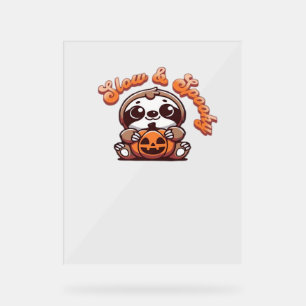 Halloween Sloth Slow and Spooky Cute Sloth Pumpkin Acrylic Sign