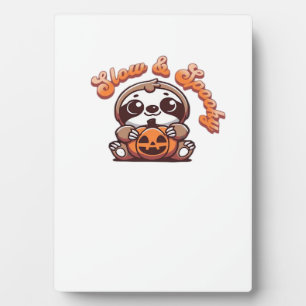 Halloween Sloth Slow and Spooky Cute Sloth Pumpkin Plaque