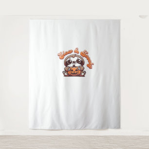 Halloween Sloth Slow and Spooky Cute Sloth Pumpkin Tapestry