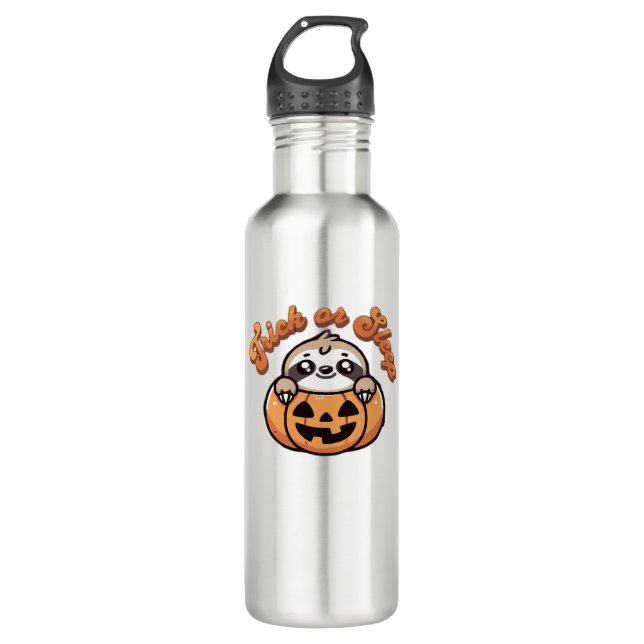 Halloween Sloth Trick or Sleep Cute Sloth Pumpkin  710 Ml Water Bottle (Front)